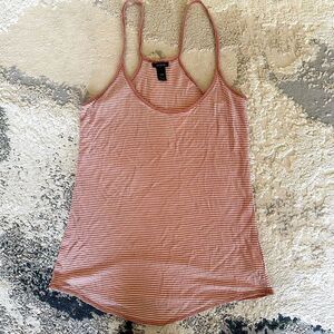 J. Crew Coral & White Vintage Rib Knit Racerback Tank Top Size XXS